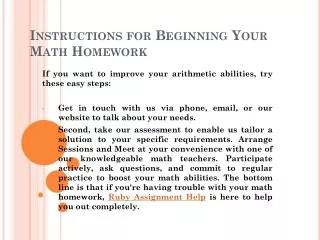 Instructions for Beginning Your Math Homework