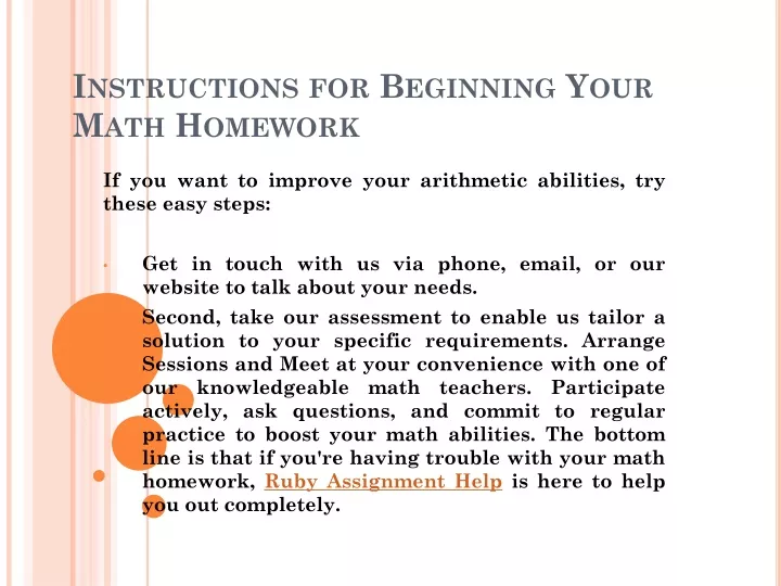 guidelines on how to give homework in mathematics