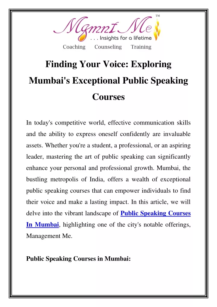 finding your voice exploring