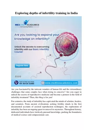 exploring depths of infertility training in india