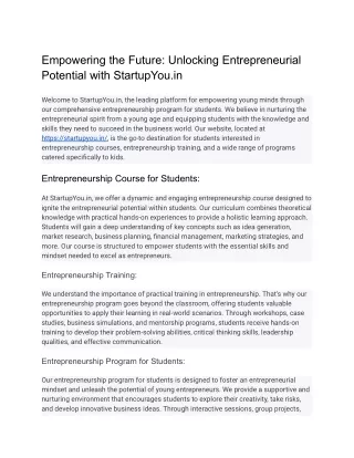 Empowering the Future_ Unlocking Entrepreneurial Potential with StartupYou