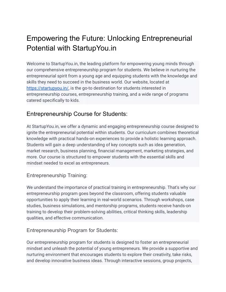 empowering the future unlocking entrepreneurial