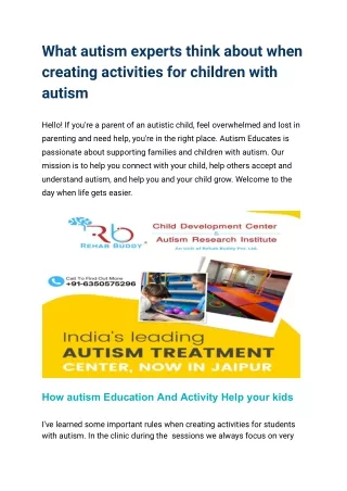 WHAT AN AUTISM SPECIALIST THINKS ABOUT WHEN CREATING ACTIVITIES FOR KIDS WITH AUTISM