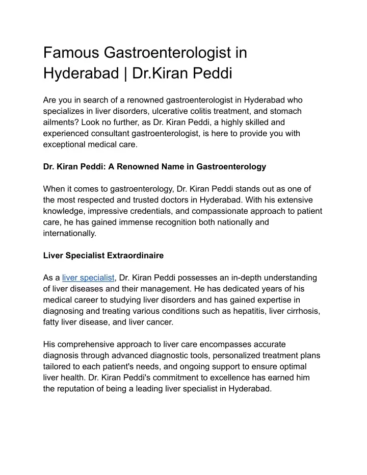 famous gastroenterologist in hyderabad dr kiran