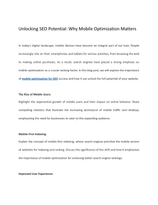 Unlocking SEO Potential_ Why Mobile Optimization Matters