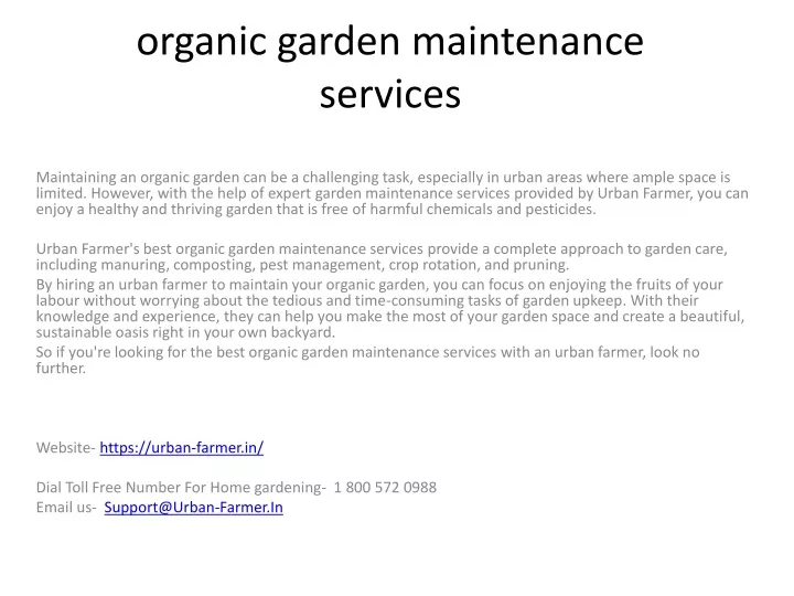 organic garden maintenance services