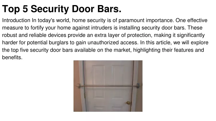 top 5 security door bars