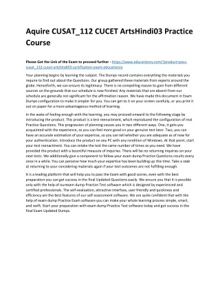 aquire cusat 112 cucet artshindi03 practice course