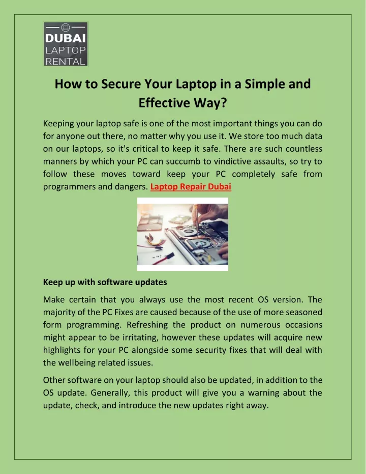 how to secure your laptop in a simple