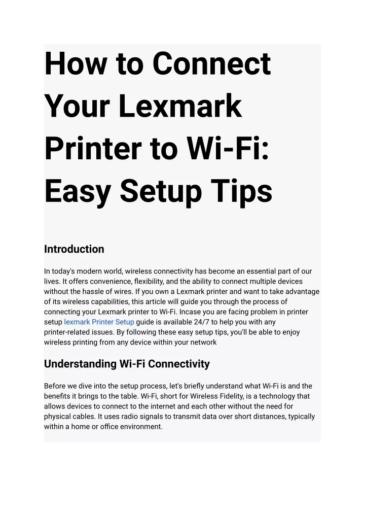 how to connect your lexmark printer to wi fi easy