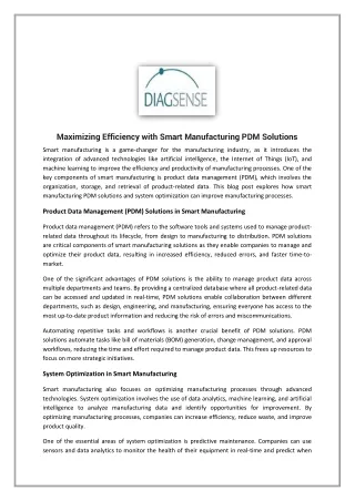 Maximizing Efficiency with Smart Manufacturing PDM Solutions