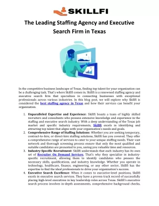 The Leading Staffing Agency and Executive Search Firm in Texas