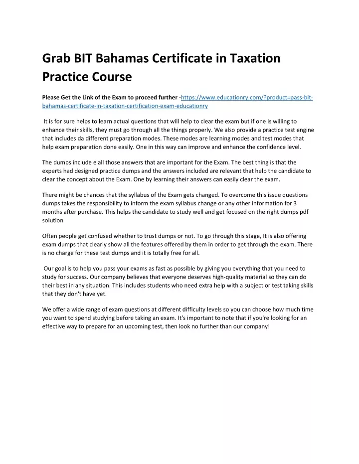 grab bit bahamas certificate in taxation practice