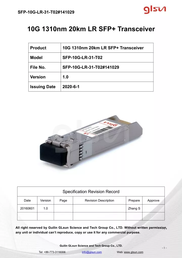 sfp 10g lr 31 t02 141029