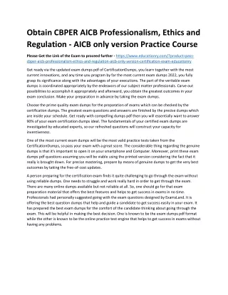 obtain cbper aicb professionalism ethics