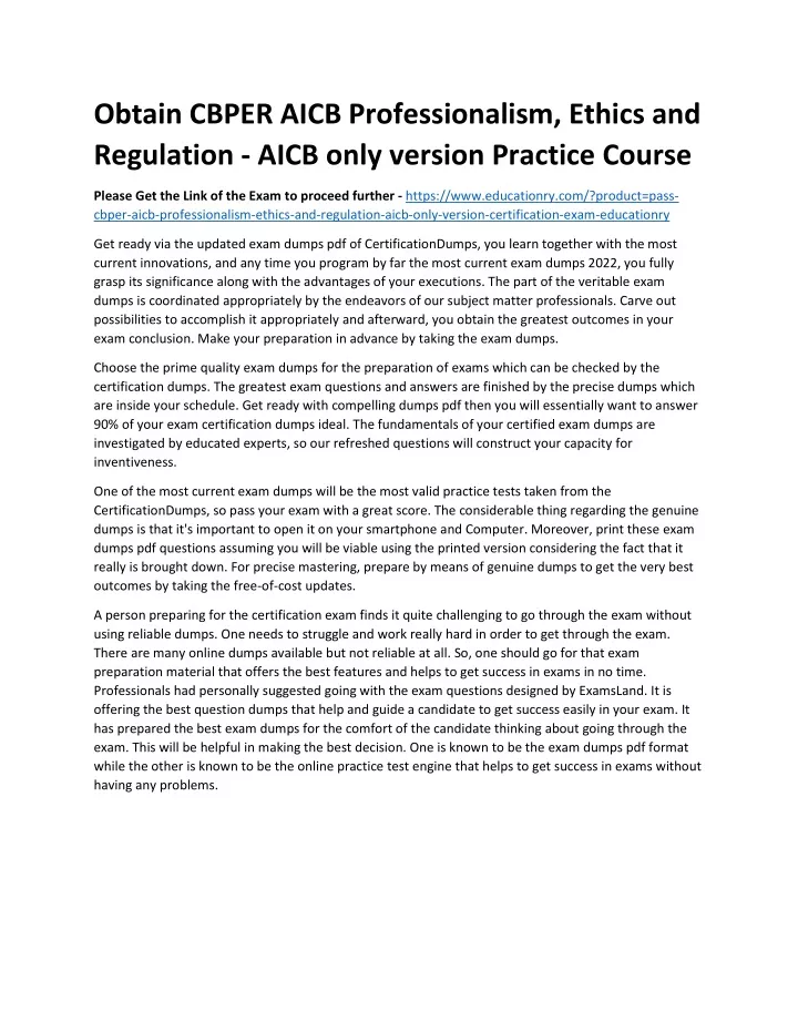 obtain cbper aicb professionalism ethics