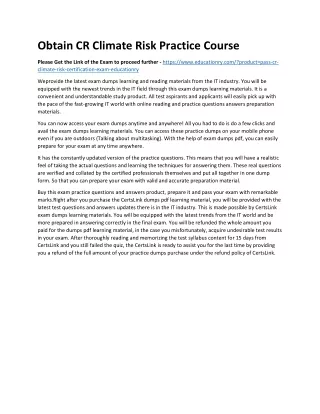obtain cr climate risk practice course