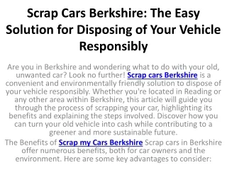 scrap cars berkshire the easy solution for disposing of your vehicle responsibly