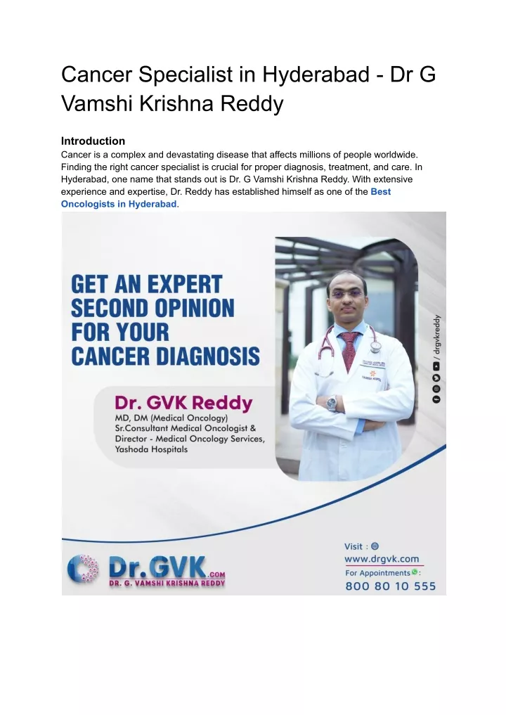 cancer specialist in hyderabad dr g vamshi