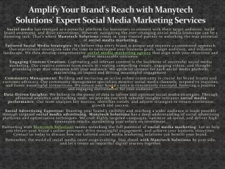 Amplify Your Brand's Reach with Manytech Solutions' Expert Social Media Marketing Services