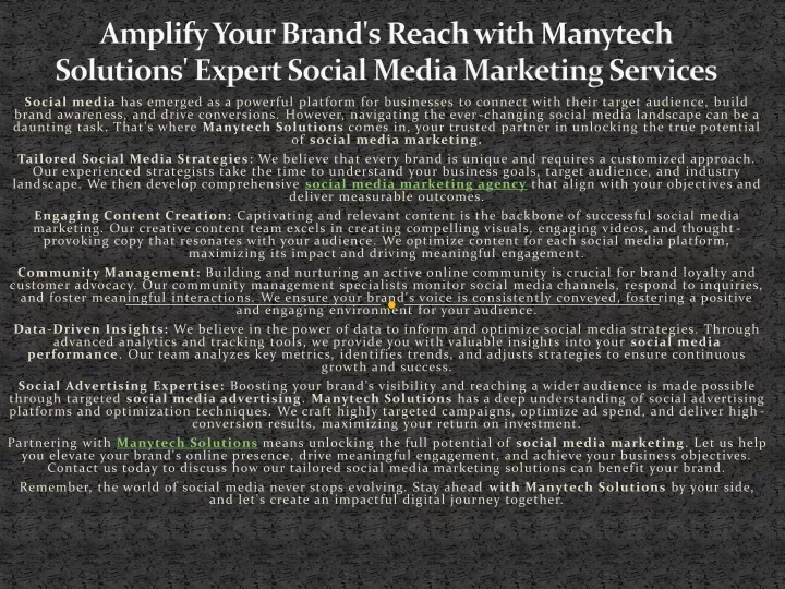 amplify your brand s reach with manytech solutions expert social media marketing services