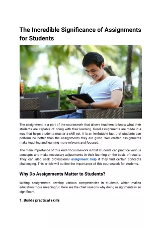 The Incredible Significance of Assignments for Students