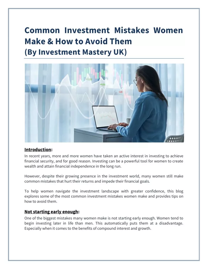 common investment mistakes women make