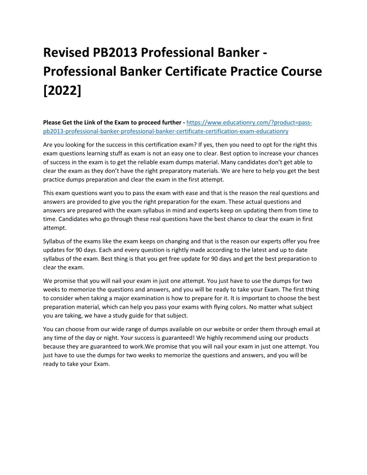 revised pb2013 professional banker professional