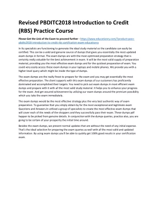 revised pbditc2018 introduction to credit