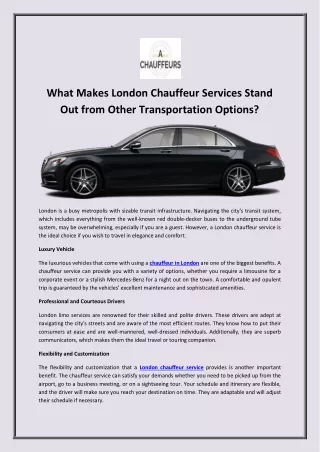 What Makes London Chauffeur Services Stand Out from Other Transportation Options
