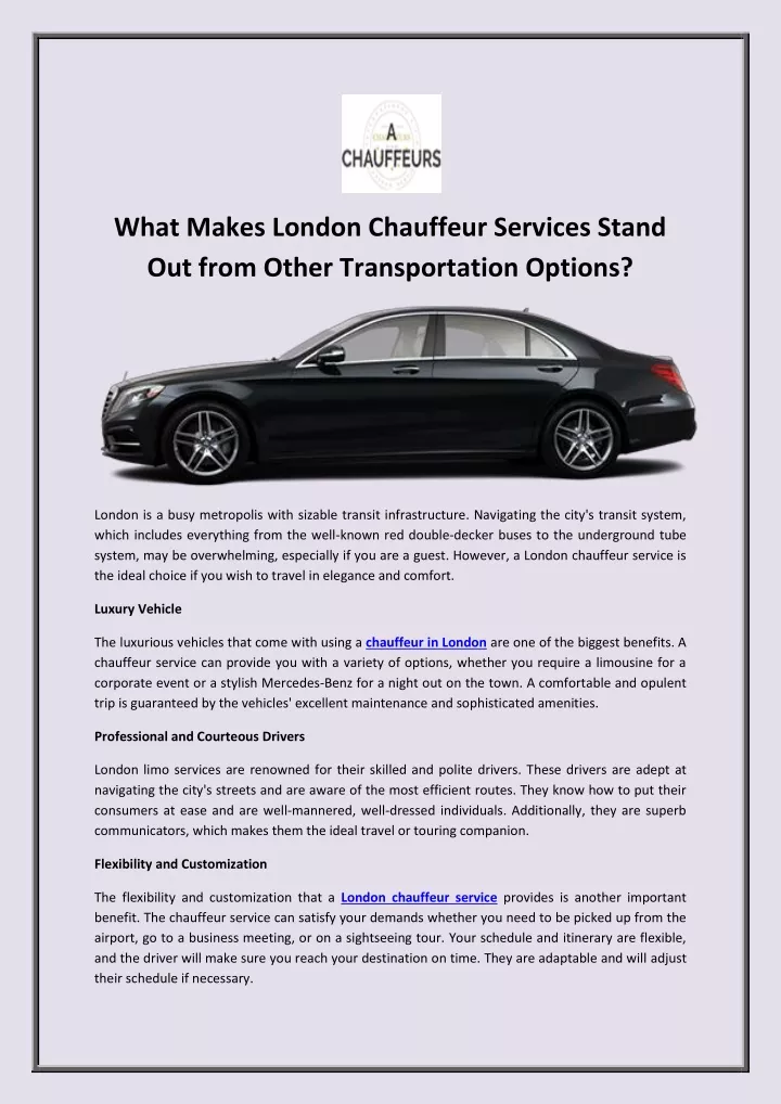 what makes london chauffeur services stand