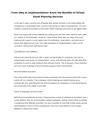 From Idea to Implementation- Know the Benefits of Virtual Event Planning Services