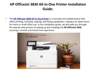 HP OfficeJet 3830  Printer Installation Guide