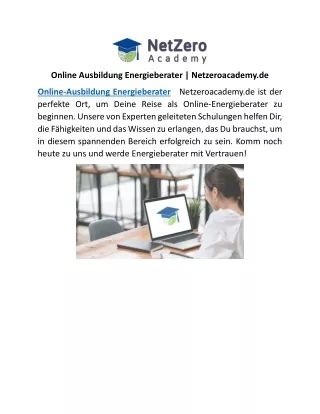 Online Ausbildung Energieberater | Netzeroacademy.de
