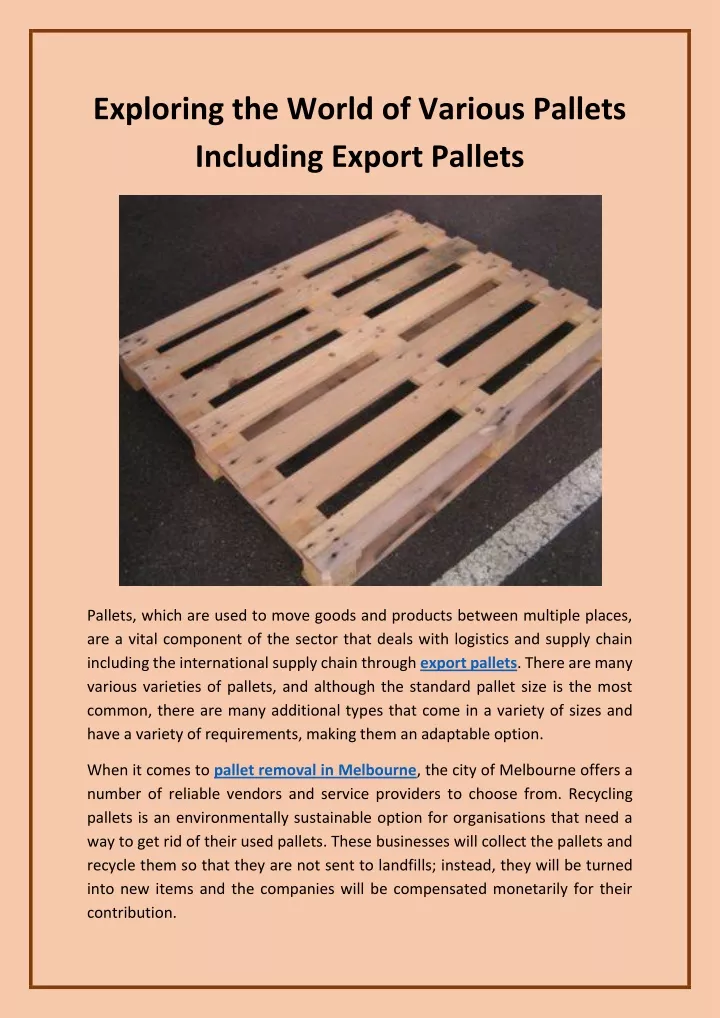 exploring the world of various pallets including