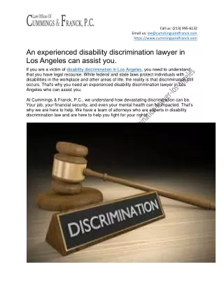 An experienced disability discrimination lawyer in Los Angeles can assist you
