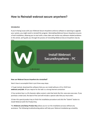 How to Reinstall webroot secure anywhere