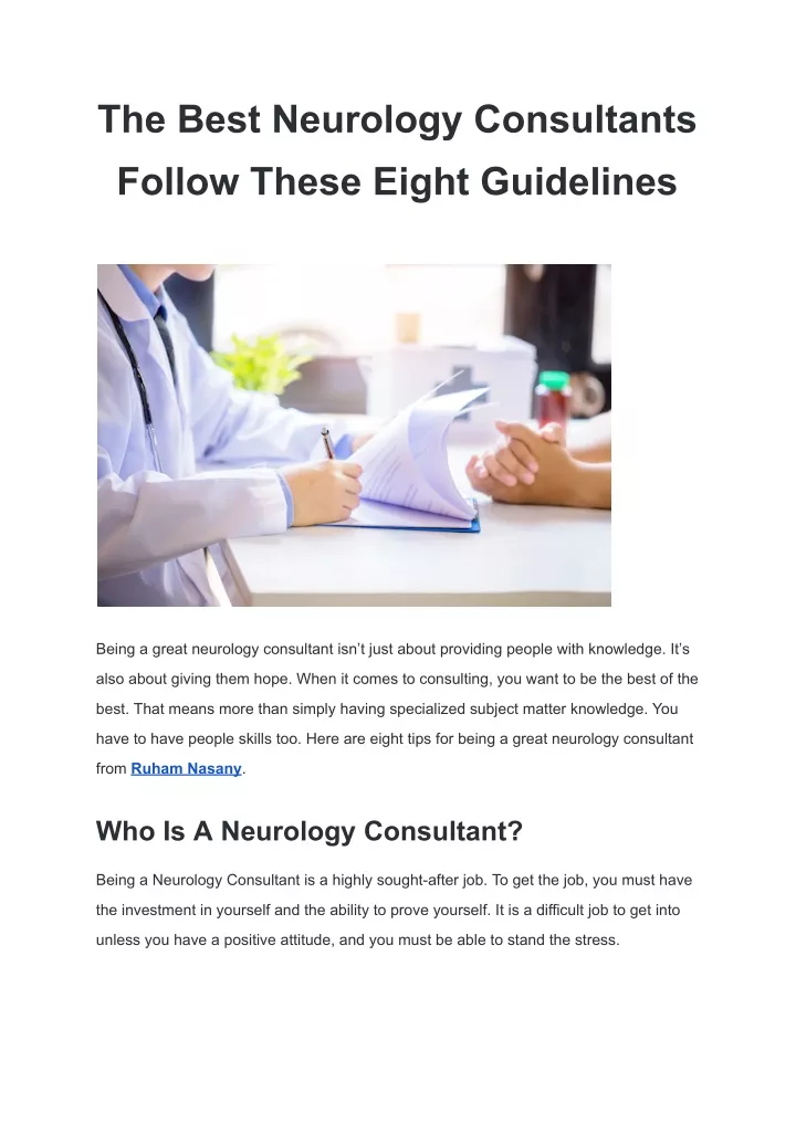 the best neurology consultants follow these eight
