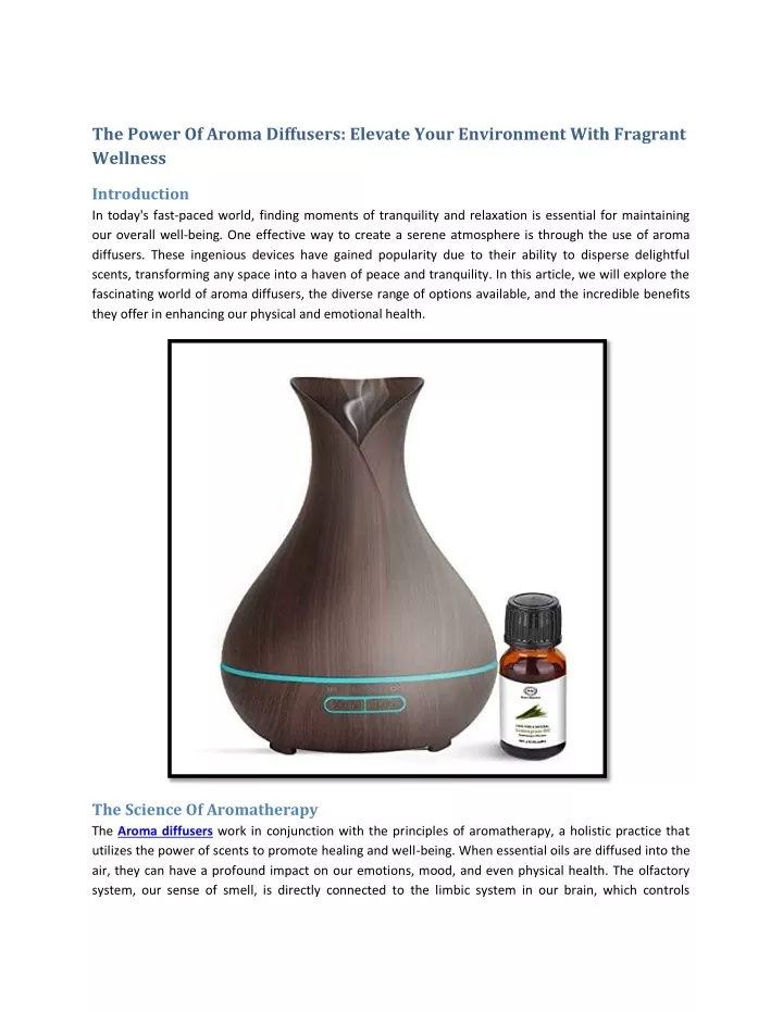 the power of aroma diffusers elevate your