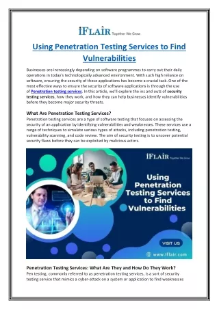 using penetration testing services to find