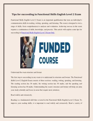 tips for succeeding in functional skills english