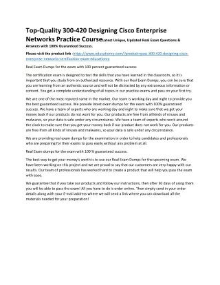 top quality 300 420 designing cisco enterprise