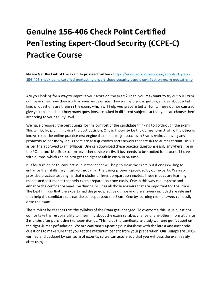 genuine 156 406 check point certified pentesting