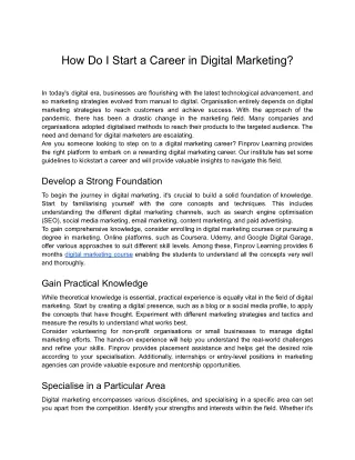 How do I start a career in digital marketing