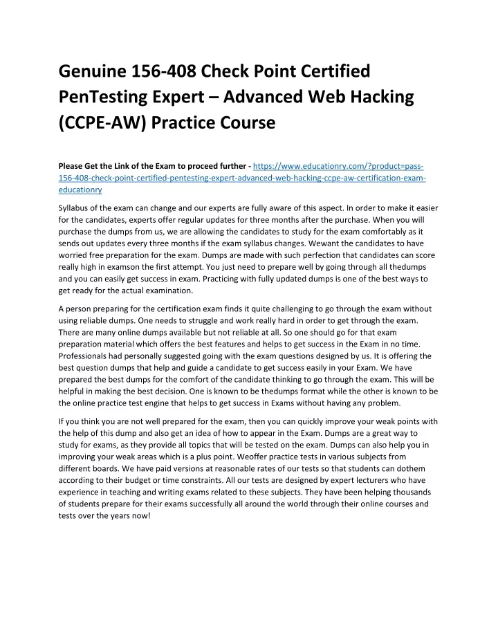 genuine 156 408 check point certified pentesting
