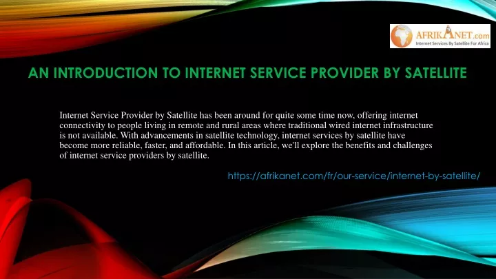 an introduction to internet service provider by satellite