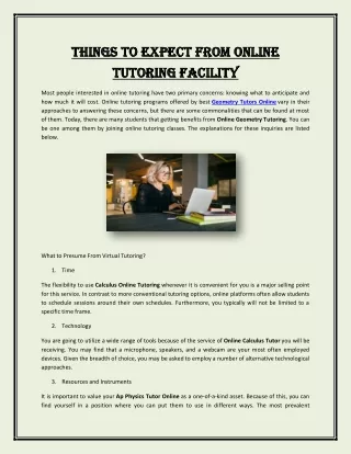 Things to Expect from Online Tutoring Facility