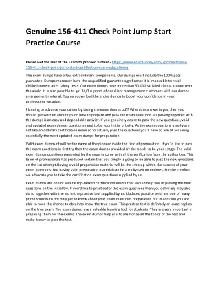 genuine 156 411 check point jump start practice