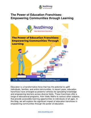 The Power of Education Franchises Empowering Communities through Learning