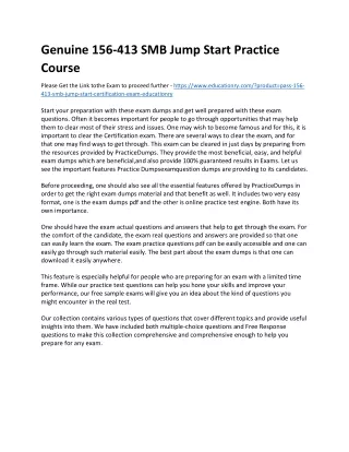 genuine 156 413 smb jump start practice course